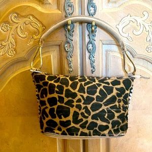 CEONI PIERO leather handbag, animal print zip top